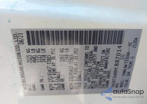 2023 Nissan Rogue S Intelligent Awd from USA, damaged, VIN 5N1BT3AB8PC887014